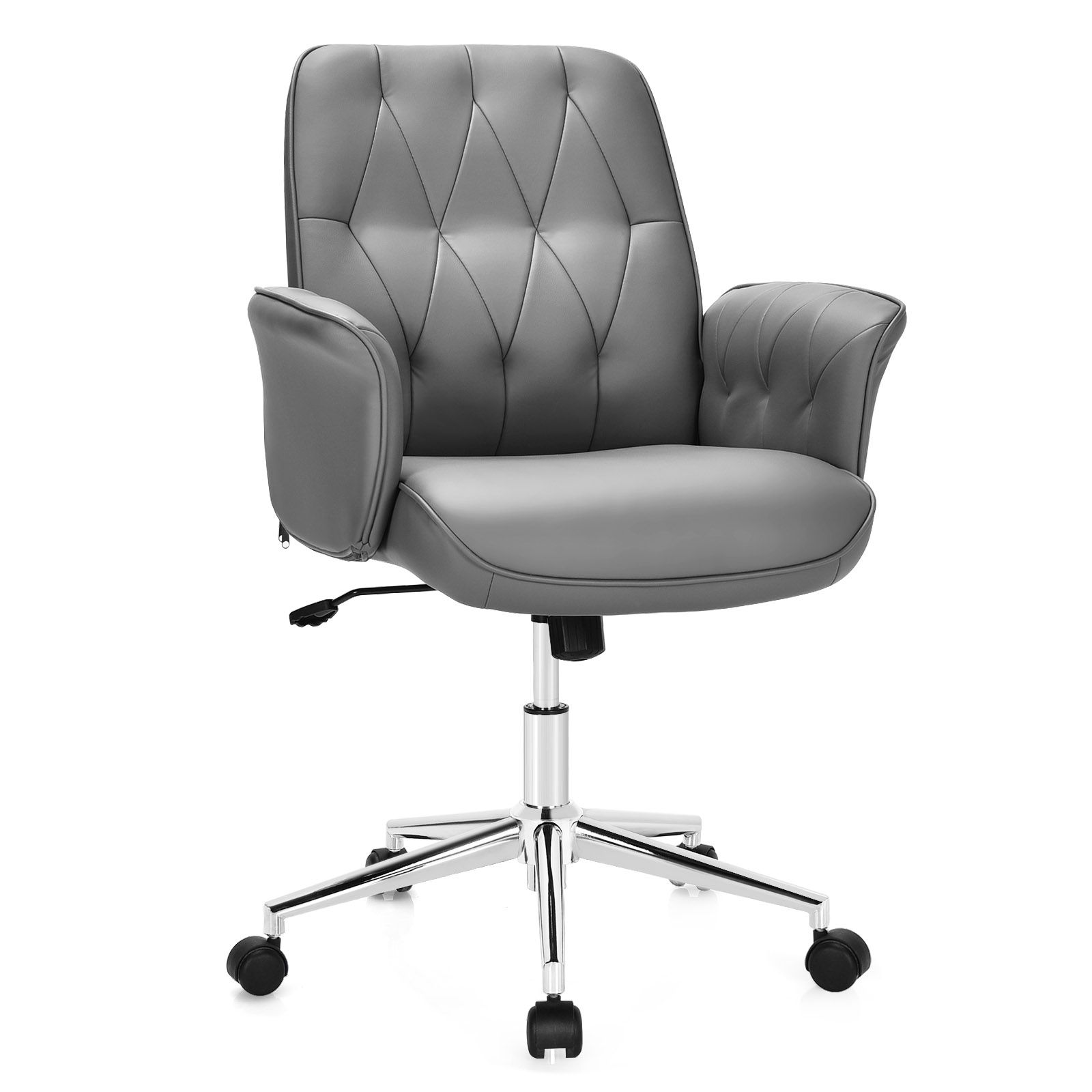 Adjustable Swivel PU Leather Office Chair with Rocking Function